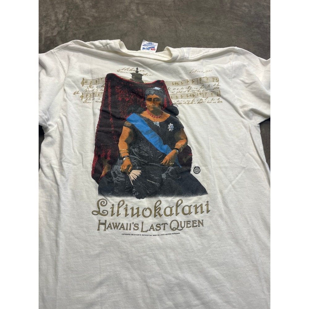 Vintage 1992‎ Queen Liliuokalani Hawaii Overthrow Hawaiian Monarchy Hanes  M - Picture 5 of 7